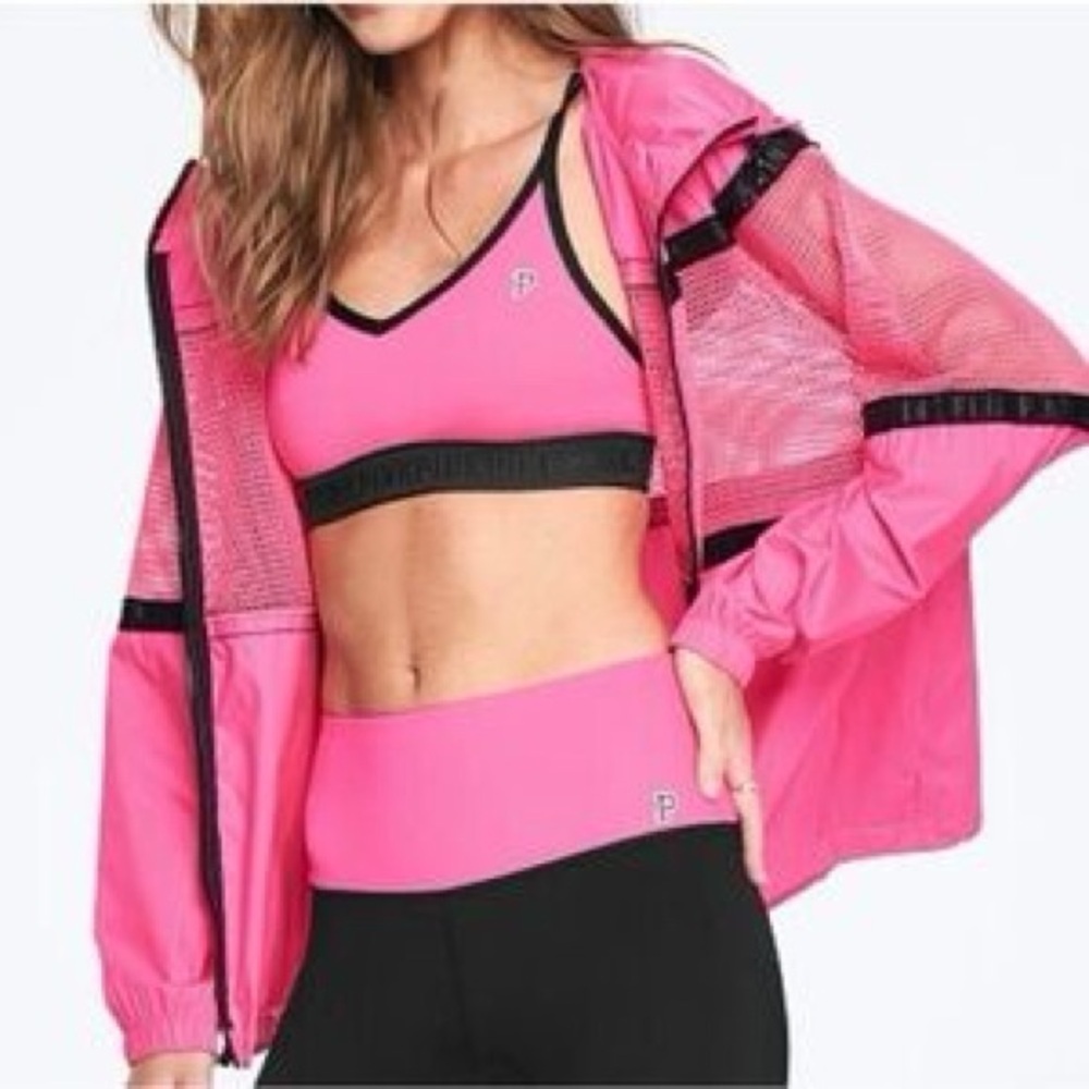 Victoria Secret Pink Campus Full Zip Mesh‎ Hoodie Jacket in Flawless Pink Sz M/L